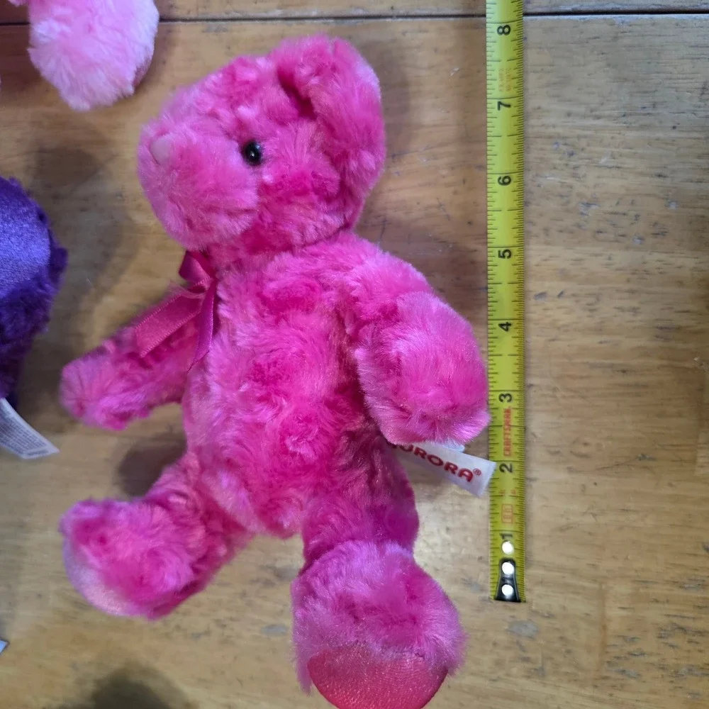 Aurora Lot of 7 Mini Plush Stuffed Animals Rainbow Vibrant Teddy Bear Colorful